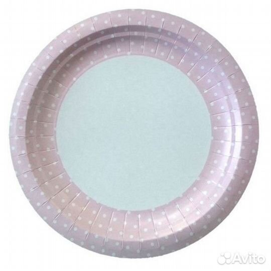 Набор одноразовых тарелок бумага 23 см, 6 шт,розов