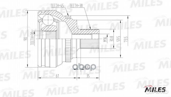 ШРУС наружный audi 100 80 A6 V8 2.5D-4.2 88-97