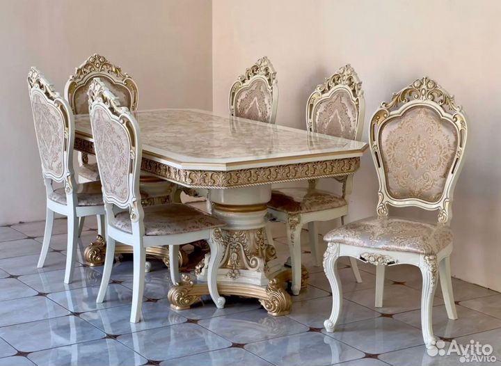 Стол голд, стулья минишейх, силики