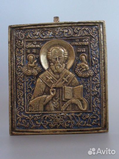 Старинная икона Николай Чудотворец