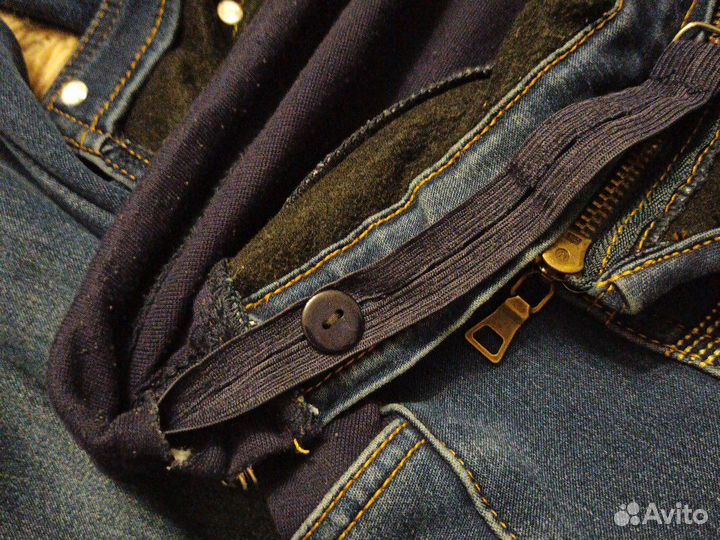 Джинсовый комбинезон для беременных на флисе