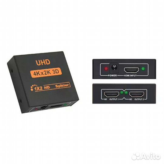 HDMi делитель splitter 1in2 (новый) 4K