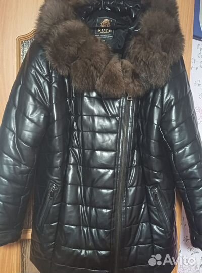 Кожаный пуховик