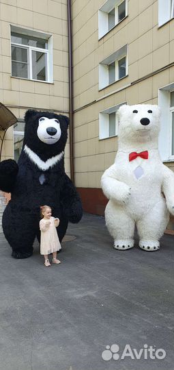 Белый и Черный большой медведь 3м. мишка аниматор