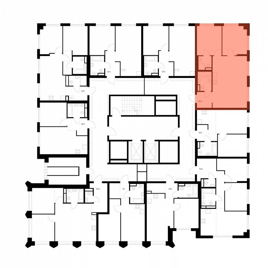 2-к. квартира, 58,8 м², 13/13 эт.