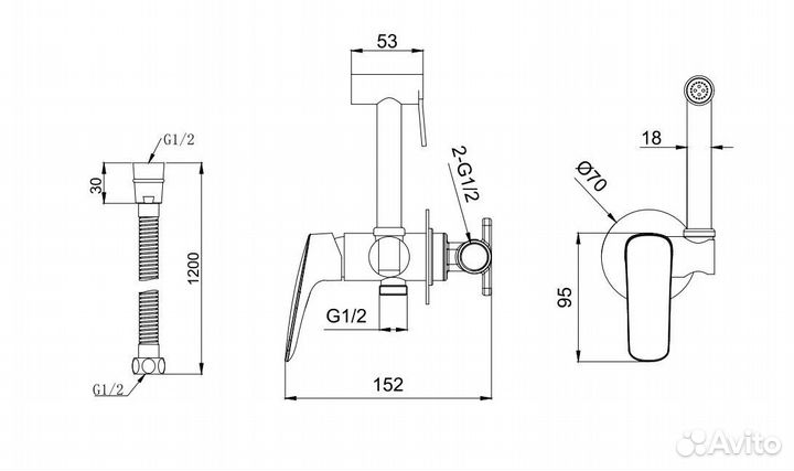 Смеситель для унитаза Aquatek Вега AQ1019CR с