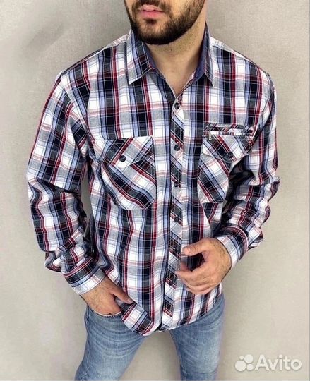 Рубашка мужская клетка большой размер