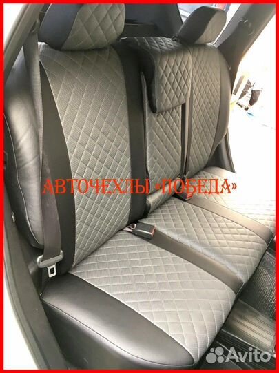 Чехлы Nissan X-Trail T31 из экокожи чёрно-серые