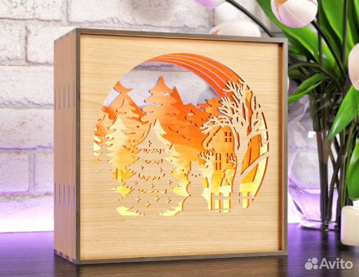 Светильник деревянный