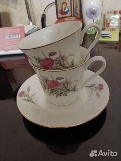 Чайные чашки с блюдцами фарфор