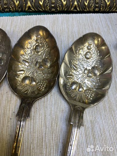 Старинные Ложки для салата Sheffield Англия