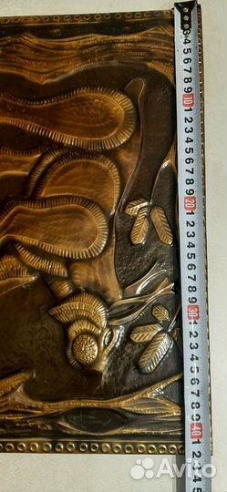 Чеканка медная СССР рысь