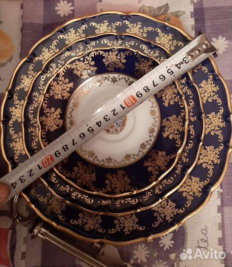 Конфетница фарфоровая кобальт и перламутр