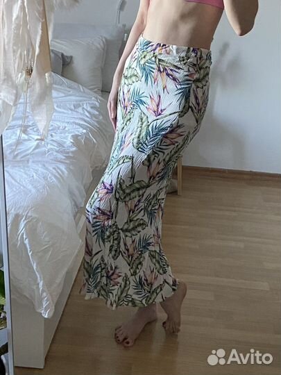 Юбка макси с разрезом летняя hm