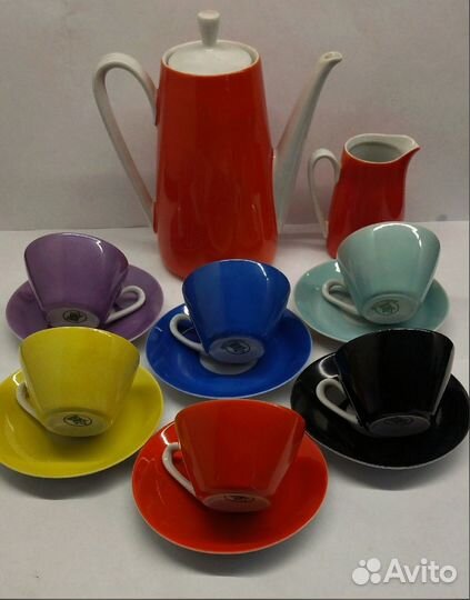 Кофейный сервиз радуга на 6 персон. kahla ГДР герм