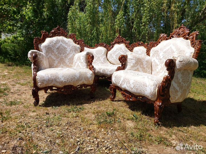 Шиван и 2 кресла. Италия барокко. Дерево