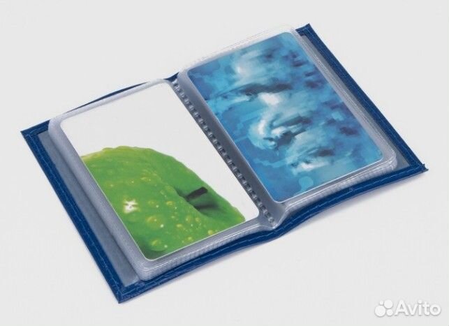 Визитница, 36 карт, кожа синий Россия