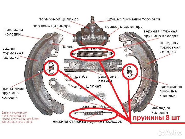 Пружины задних тормозных колодок ваз