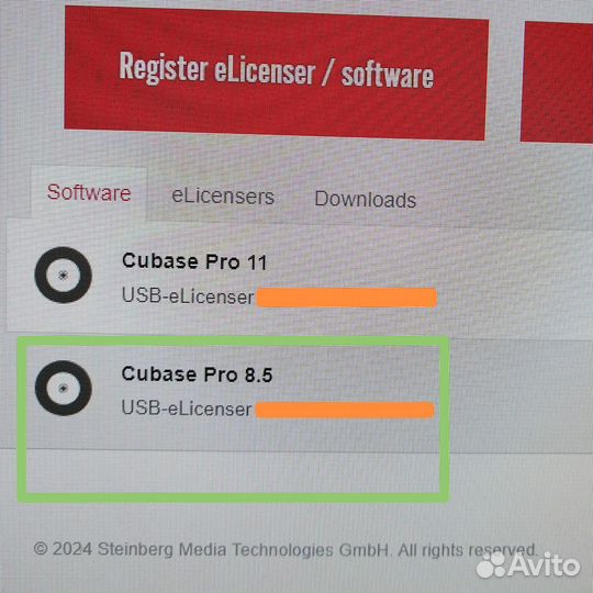 Steinberg Cubase 8.5 Pro лицензия с USB ключом