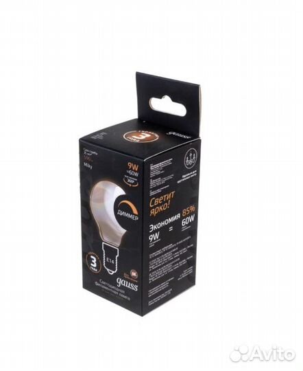 Светодиодная лампа gauss 9W 590lm 3000К Е14