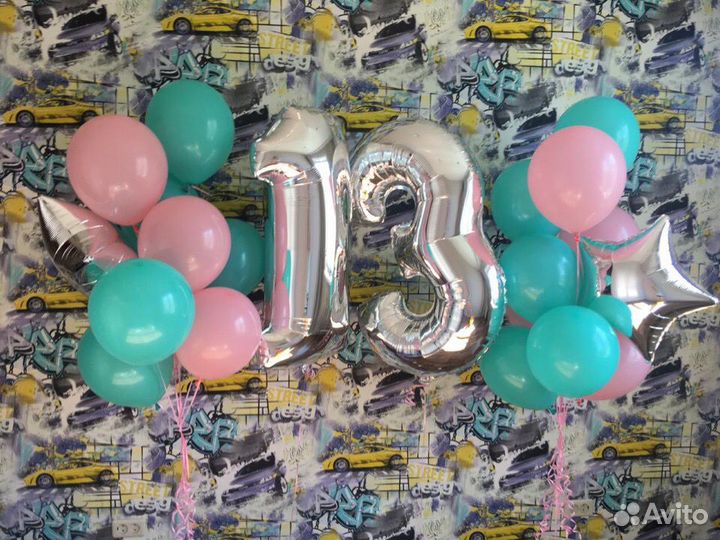 Воздушные шары, оформление, объёмные цифры