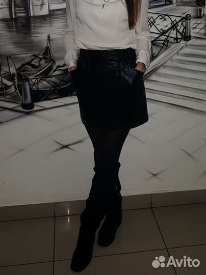 Юбка Zara кожаная