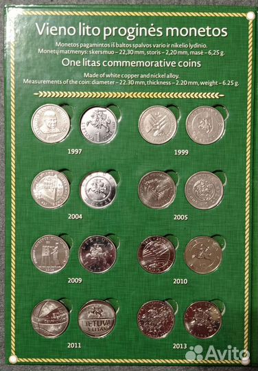 Набор монет Литвы в альбоме