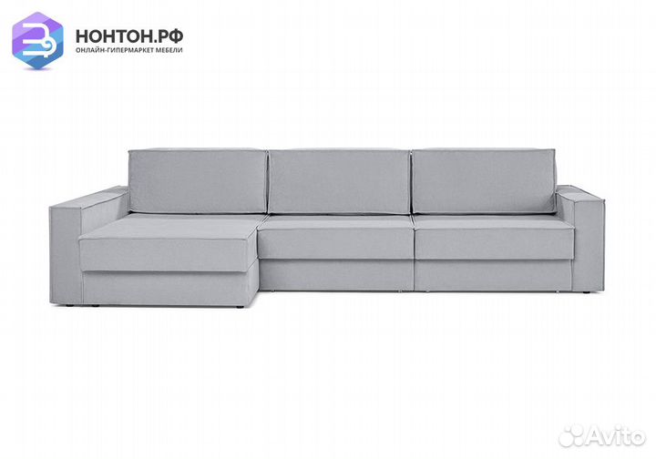 Диван угловой еврокнижка трехместный Тревис серый