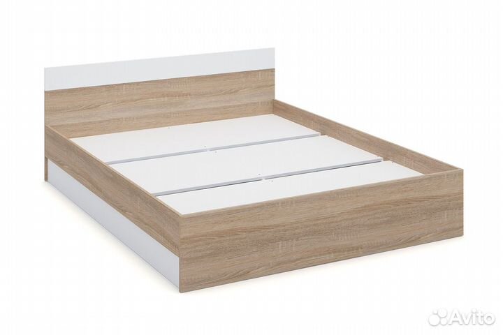 Алёна Спальня (Кровать 1.6 с настилом, тумба 2 шт., комод) (Дуб сонома/Белый)