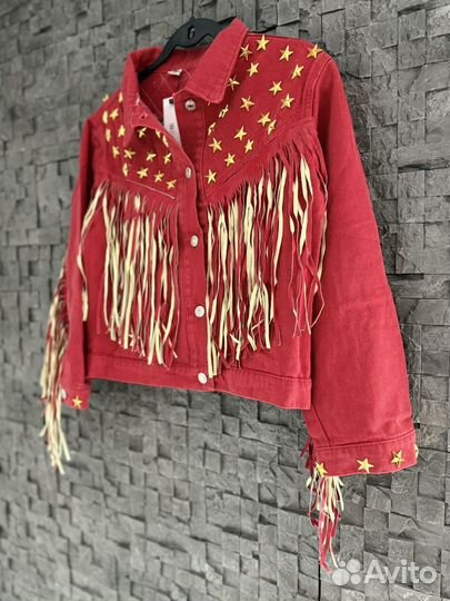 Джинсовая куртка с бахромой женская