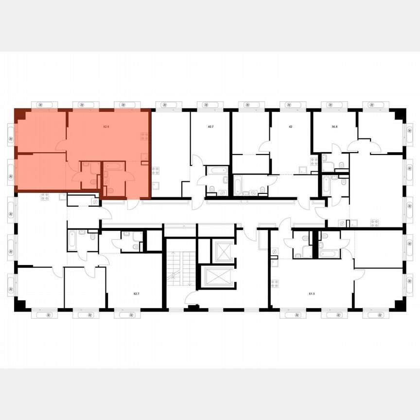 2-к. квартира, 62,8 м², 20/22 эт.