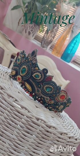 Кокошник, корона в технике сутаж