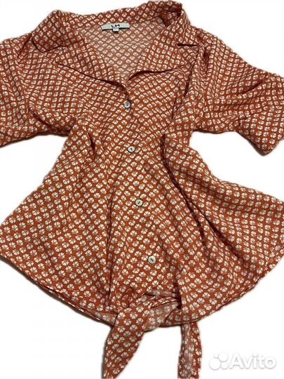 Рубашка с коротким рукавом, оверсайз, 42-44