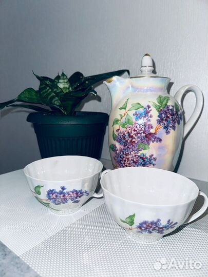 Чайник заварочный фарфоровый с чашками