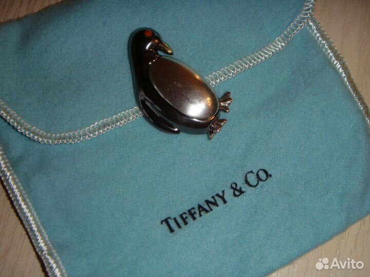 Tiffany&Co брошь пингвин серебро золото оригинал