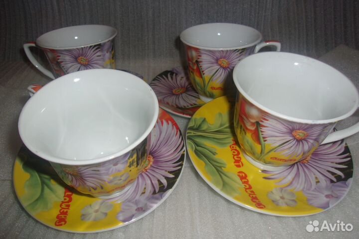 Чайно-кофейная пара, фарфор, Новая. (8 предметов)