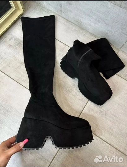 Ботфорты замшевые