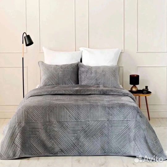 Покрывало стеганное, велюр-хлопок