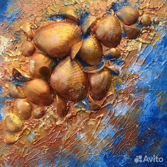 Картина панно из ракушек море пейзаж