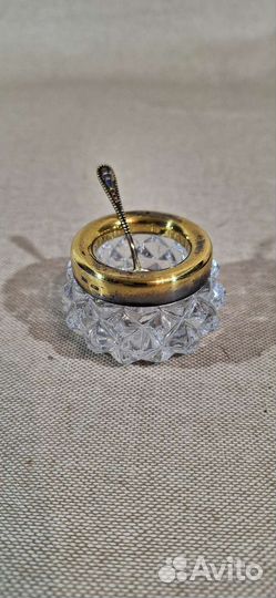 Серебряная солонка с ложечкой СССР