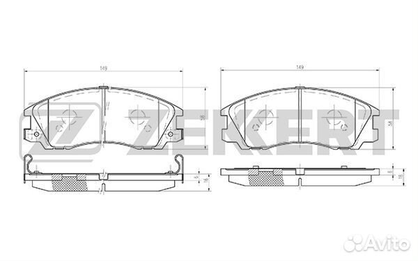 Колодки тормозные передние (149*61)