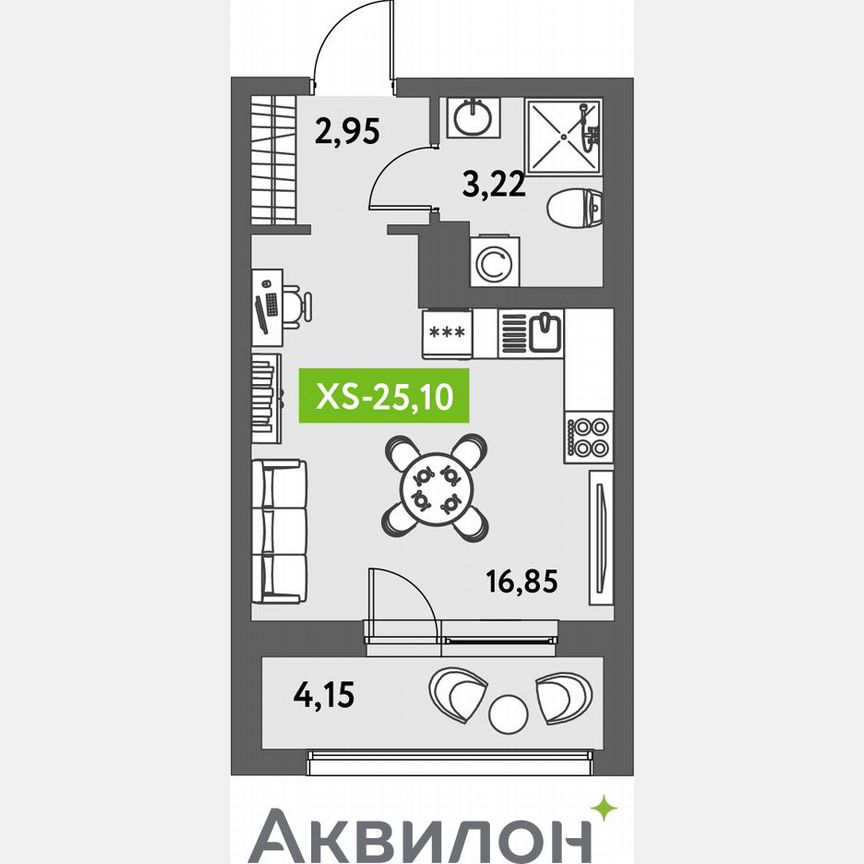 Квартира-студия, 26,3 м², 11/12 эт.