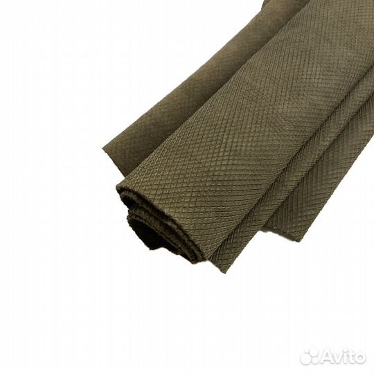 Кожа телёнка с тиснением под змею, цвет хаки