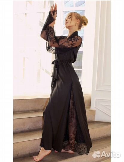 Халат женский длинный шелковый