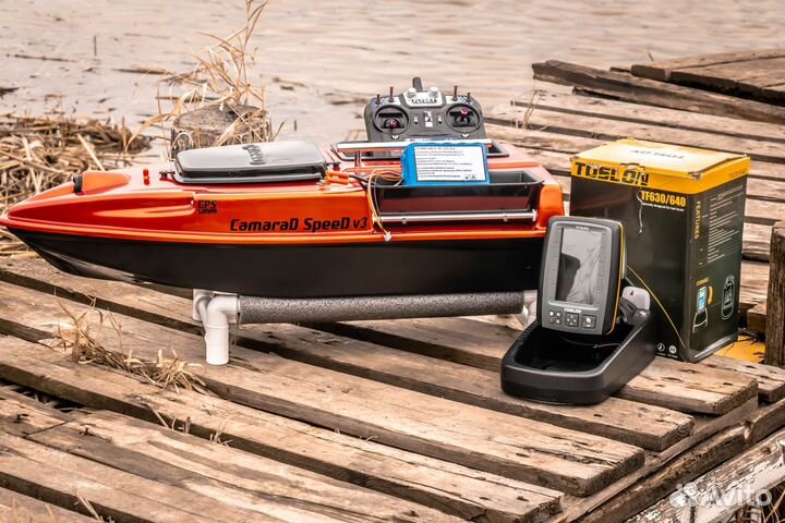 Прикормочный кораблик с автопилотом, эхолотом,25А