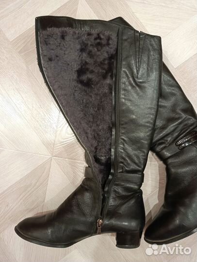 Высокие кожаные черные сапоги Франческо Донни, б.у