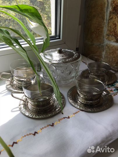 Чайный сервиз с подстаканниками СССР