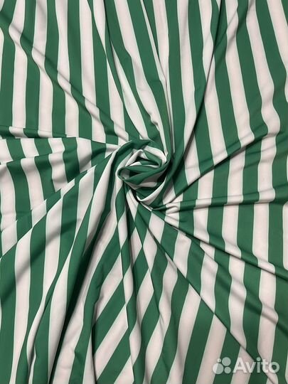 Ткань Бифлекс в зеленую полоску 1м
