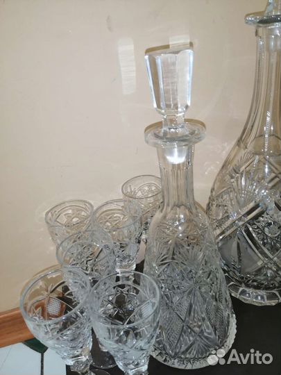 Графины хрустальные, рюмки Чехия
