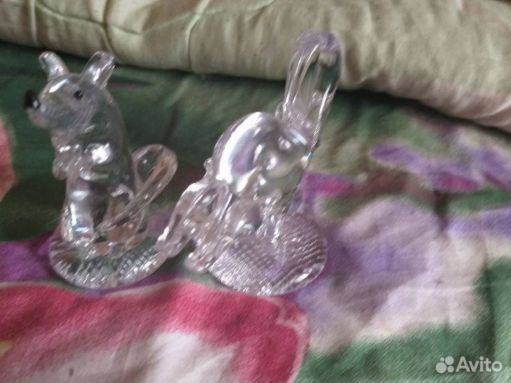 Фигурки из стекла Мышь и Бык + Дева - знак зодиака